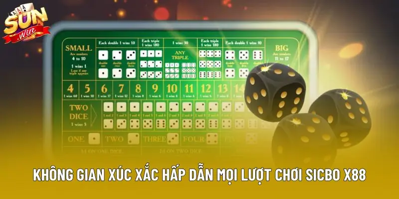 Không gian xúc xắc hấp dẫn mọi lượt chơi sicbo x88